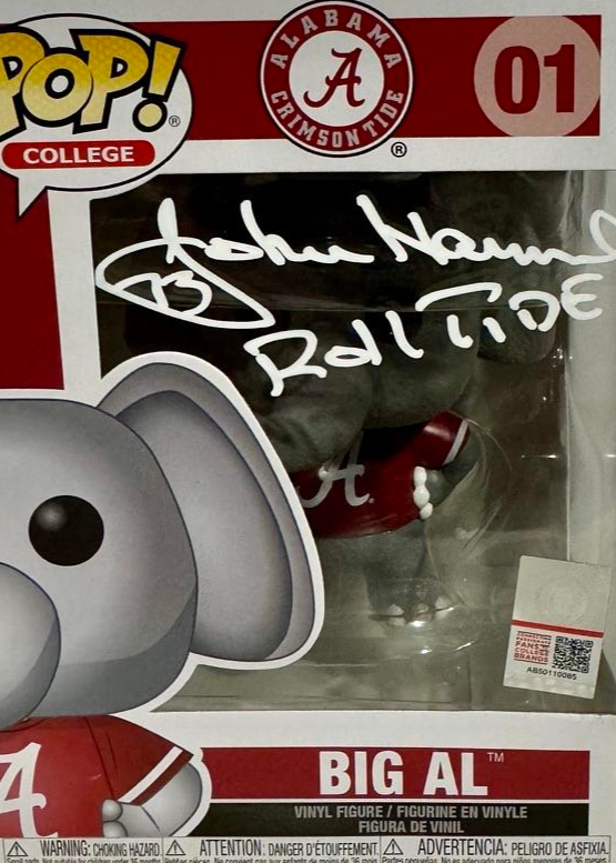John Hannah Signed Funko Pop #01 "Big Al" (Alabama Crimson Tide) w/Inscription - Schwartz COA